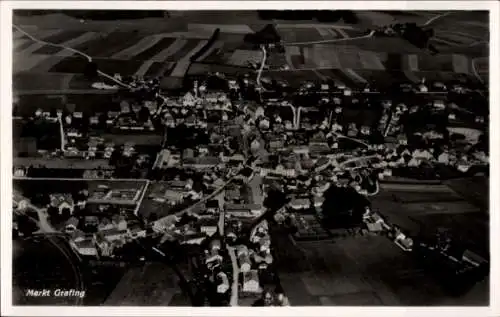 Ak Markt Grafing bei München Oberbayern, Luftaufnahme
