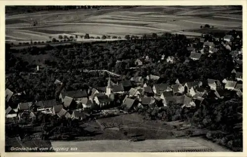 Ak Gründelhardt Frankenhardt in Württemberg, Luftaufnahme von  Dorfansicht, ländliche Umgebung, F