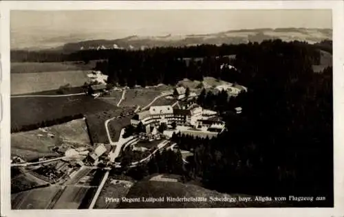 Ak Scheidegg im Allgäu Schwaben, Prinz Regent Luitpold Kinderheilstätte, Fliegeraufnahme