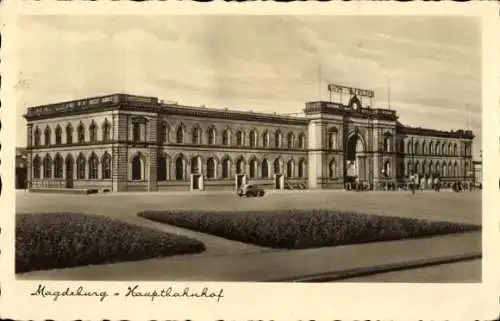 Ak Magdeburg an der Elbe, Hauptbahnhof, Vorplatz