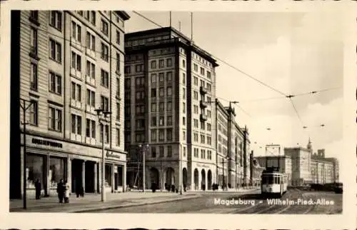Ak Magdeburg an der Elbe, Wilhelm Pieck Allee, Straßenbahn