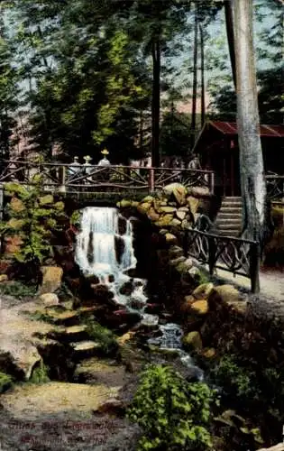 Ak Eberswalde in der Mark, Wasserfall, Gasthaus  Martel Schister, Else Khiler