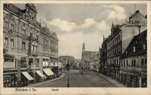 Ak Zwickau in Sachsen, Markt, Damen-Mode-Geschäft