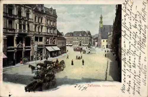 Ak Zwickau in Sachsen, Hauptmarkt
