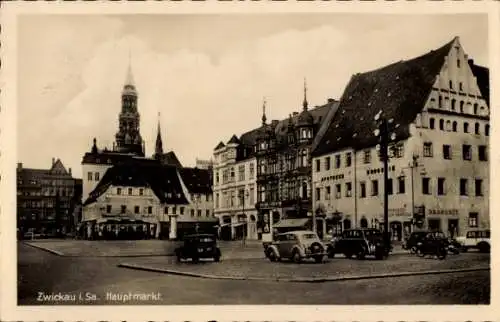 Ak Zwickau in Sachsen, Hauptmarkt, Drogerie, Apotheke