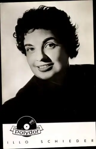 Ak Sängerin Illo Schieder, Lachend, Portrait, Polydor Schallplatten