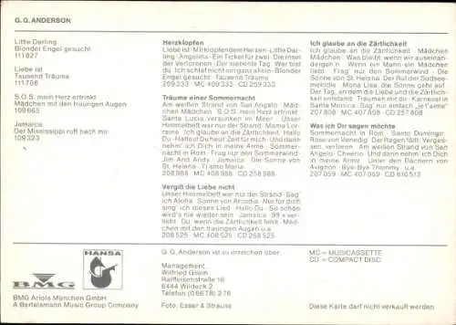 Autogrammkarte Sänger G. G. Anderson, Autogramm