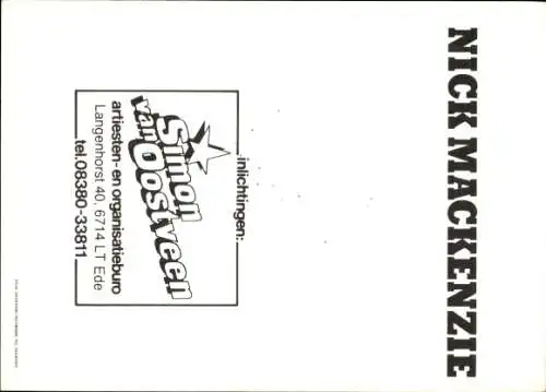 Autogrammkarte Sänger Nick MacKenzie, Autogramm