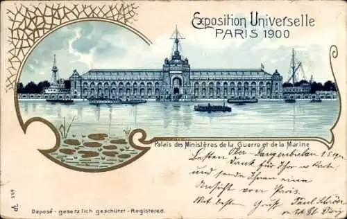 Litho Paris, Exposition Universelle 1900, Palais des Ministeres de la Guerre et de la Marine