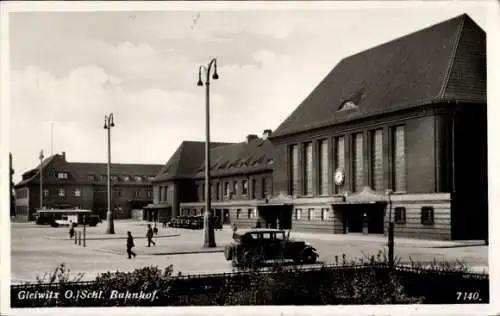 Ak Gliwice Gleiwitz Oberschlesien, Bahnhof