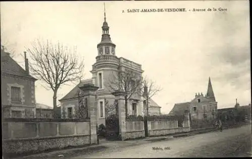 Ak Saint Amand de Vendome Loir et Cher, Avenue de la Gare
