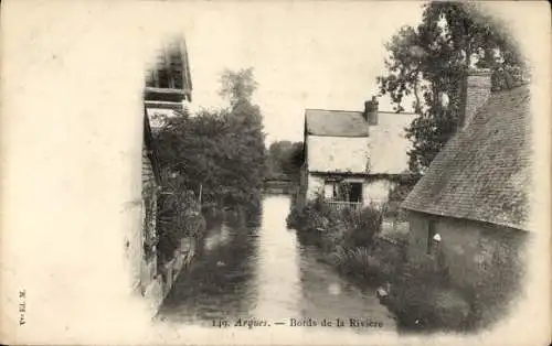 Ak Arques la Bataille Seine Maritime, Häuser am Fluss