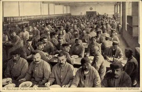 Ak Hamburg Wandsbek, Reichardt Kakao Werk, Männerspeisesaal, Arbeiter