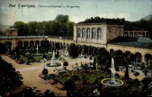 Ak Bad Kissingen Unterfranken Bayern, Konversationssaal  und Garten