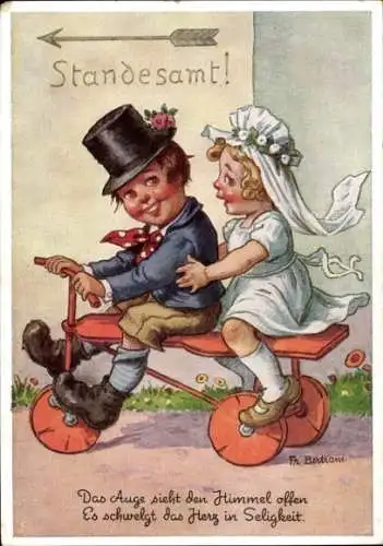 Künstler Ak Bertram, Kinder auf dem Weg zum Standesamt