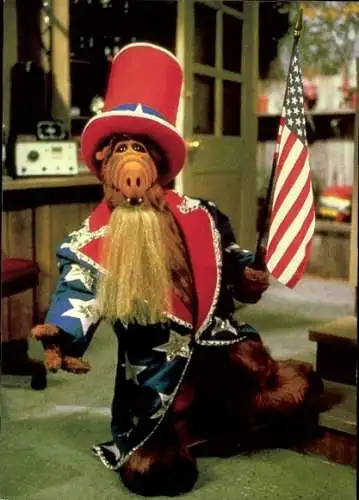 Ak Alf im Kostüm, US Flagge