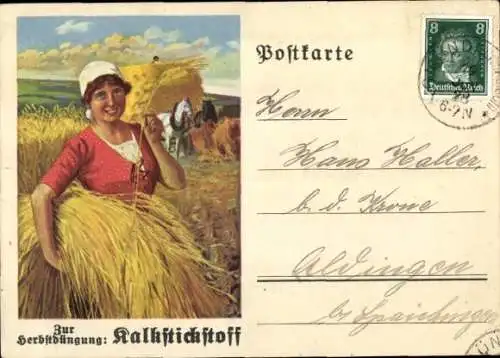 Künstler Ak Reklame, Zur Herbstdüngung Kalkstickstoff, Landwirtschaft