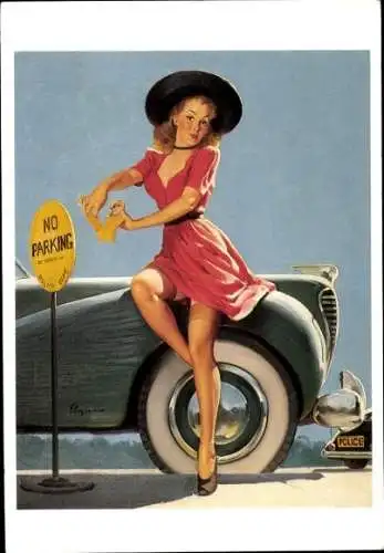 Künstler Ak Elvgren, Gil, Frau, Erotik, Auto