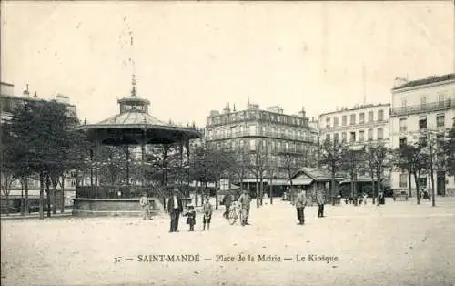 Ak Saint Mandé Val de Marne, Rathausplatz, Kiosque