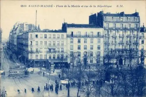 Ak Saint Mandé Val de Marne, Rathausplatz, Rue de la Republique,