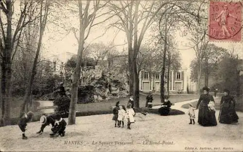 Ak Mantes Yvelines, Square Brieussel, Rond-Point