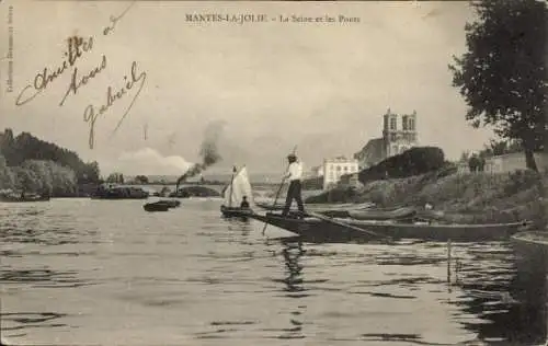 Ak Mantes la Jolie Yvelines,  La Seine et les Ponts
