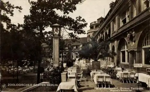Ak Berlin Tiergarten, Zoologischer Garten, Große Terrasse vom Hauptrestaurant