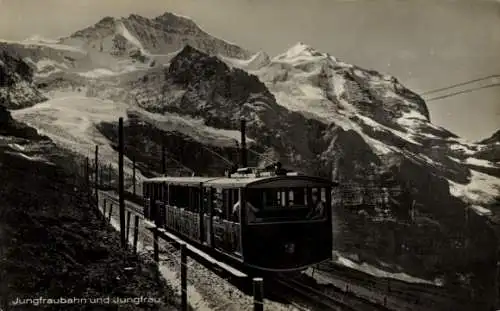 Ak Jungfraubahn und Jungfrau, Panorama