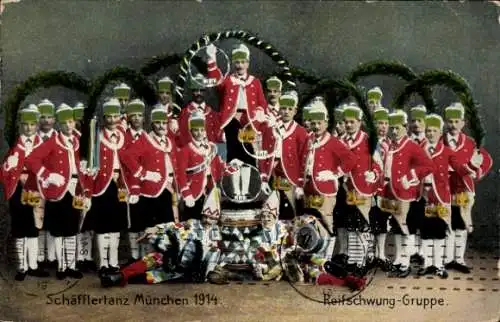 Ak München Bayern, Schäfflertanz 1914, Reifschwung Truppe