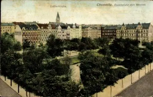 Ak Chemnitz in Sachsen, Blick auf die Lutherkirche, Rosenplatz