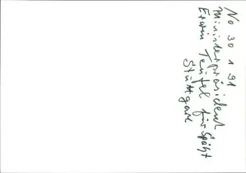 Autogramm Politiker Erwin Teufel, Ministerpräsident, Portrait