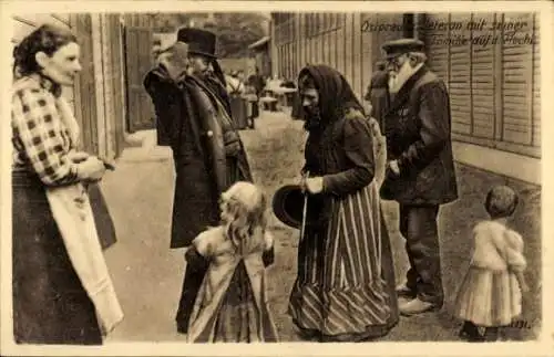 Ak Ostpreußen, Ostpreußischer Veteran mit seiner Familie auf der Flucht