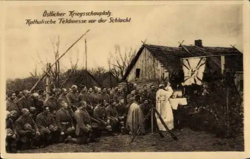 Ak Kaliningrad Königsberg Ostpreußen, Katholische Feldmesse, Soldaten, Schlacht, Ostlicher Kri...