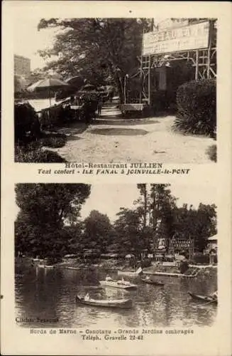 Ak Joinville le Pont Val de Marne, Hotel-Restaurant Jullien, Marne, Kanus