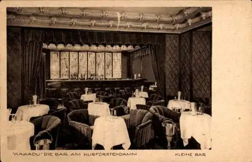 Ak Berlin Charlottenburg, Kurfürstendamm, 'KAKADU' Die Bar am Kurfürstendamm, Kleine Bar, eleg...