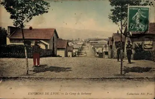 Ak Sathonay Camp Rhône, Camp de Sathonay, Soldaten