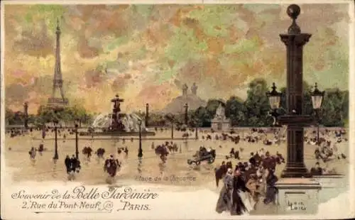 Künstler Litho Paris I., Belle Jardiniere, 2, Rue du Pont-Neuf