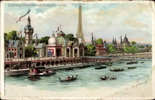 Ak Paris, Boulevard Saint Germain, Exposition Universelle 1900, Seineufer, Eiffelturm, viele G...