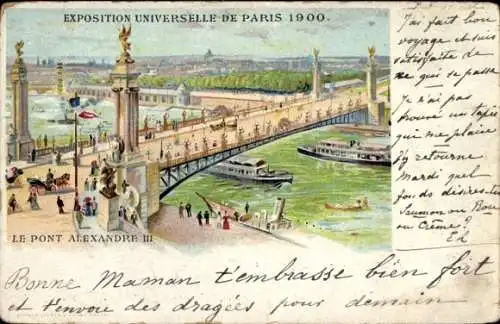 Ak Paris, Boulevard Saint Germain, Postkarte von der Weltausstellung 1900, Pont Alexandre III,...