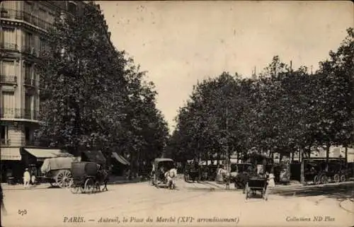 CPA Paris XVI., Auteuil, Place du Marche