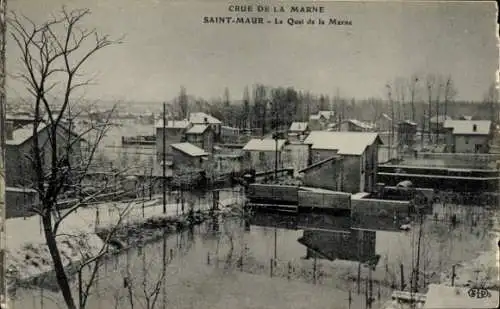 Ak Saint Maur Val de Marne, Crue de la Marne, Le Quai de la Marne