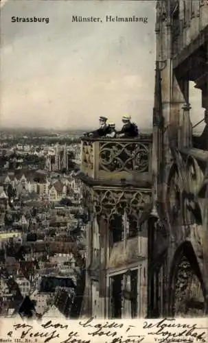 Ak Straßburg Elsass Bas Rhin, Münster, Helmanfang