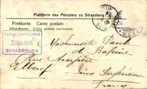 Ak Straßburg Elsass Bas Rhin, Münster, Helmanfang