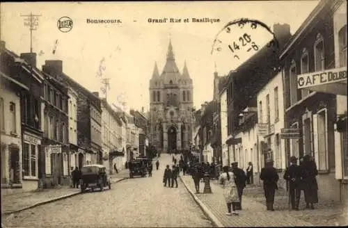 CPA Bonsecours Seine Maritime, Grand Rue et Basilique