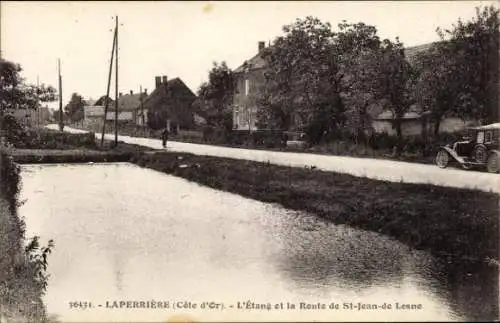 Ak Laperrière sur Saône Côte d'Or, Étang et la Route de St-Jean-de Lesne