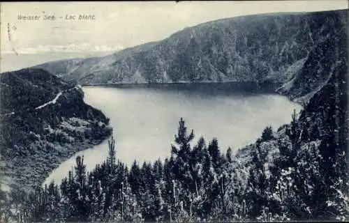 Ak Gérardmer Lothringen Vosges, Weisser See, Lac blanc, Alpenlandschaft, Bergpanorama, Natur, ...