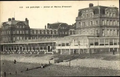 Ak Le Havre Seine Maritime, Hôtel et Bains Frascati, Strand, historische Architektur