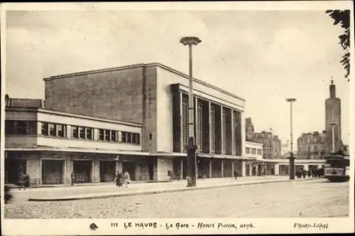 Ak Le Havre Seine Maritime, Bahnhof  moderne Architektur, Henri Pucon, arch.