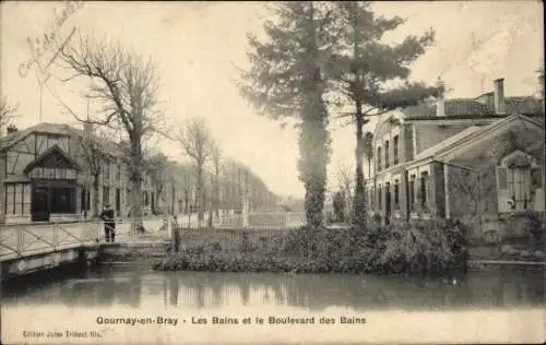 CPA Gournay-en-Bray Seine Maritime, Les Bains et le Boulevard des Bains