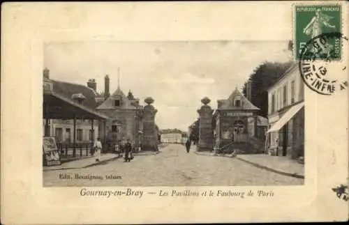 Präge Passepartout Ak Gournay-en-Bray Seine Maritime, Les Pavillons et le Faubourg de Paris